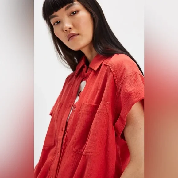 NWT FREE PEOPLE WE THE FREE FIREFLY LINEN TOP - Picture 2 of 3